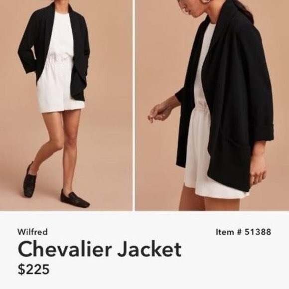 Aritzia Wilfred Chevalier Jacket Lightweight, Open-Front Blazer Black - Picture 3 of 16